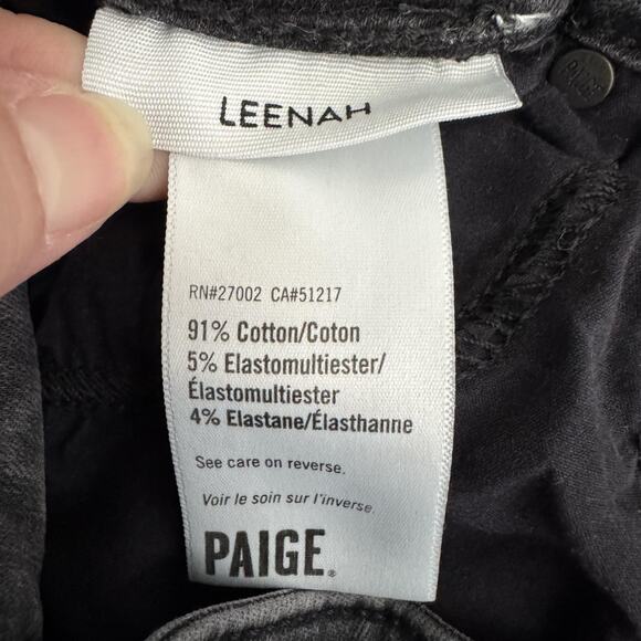 Paige Leenah Jeans Womens 34 Blacktop Destructed Wide Leg High Rise Denim - Picture 5 of 12